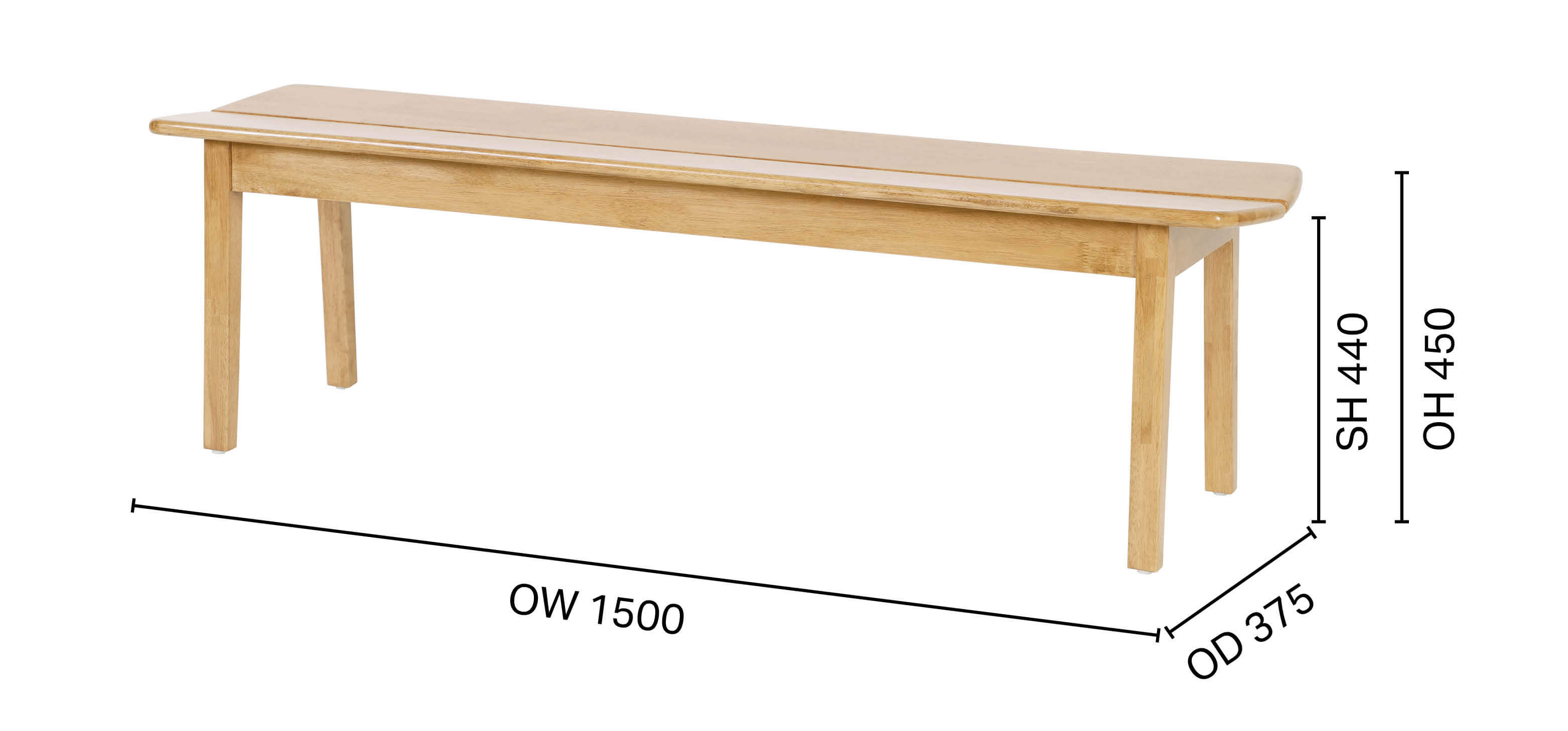 Haru Bench – Wood Seat - W1500